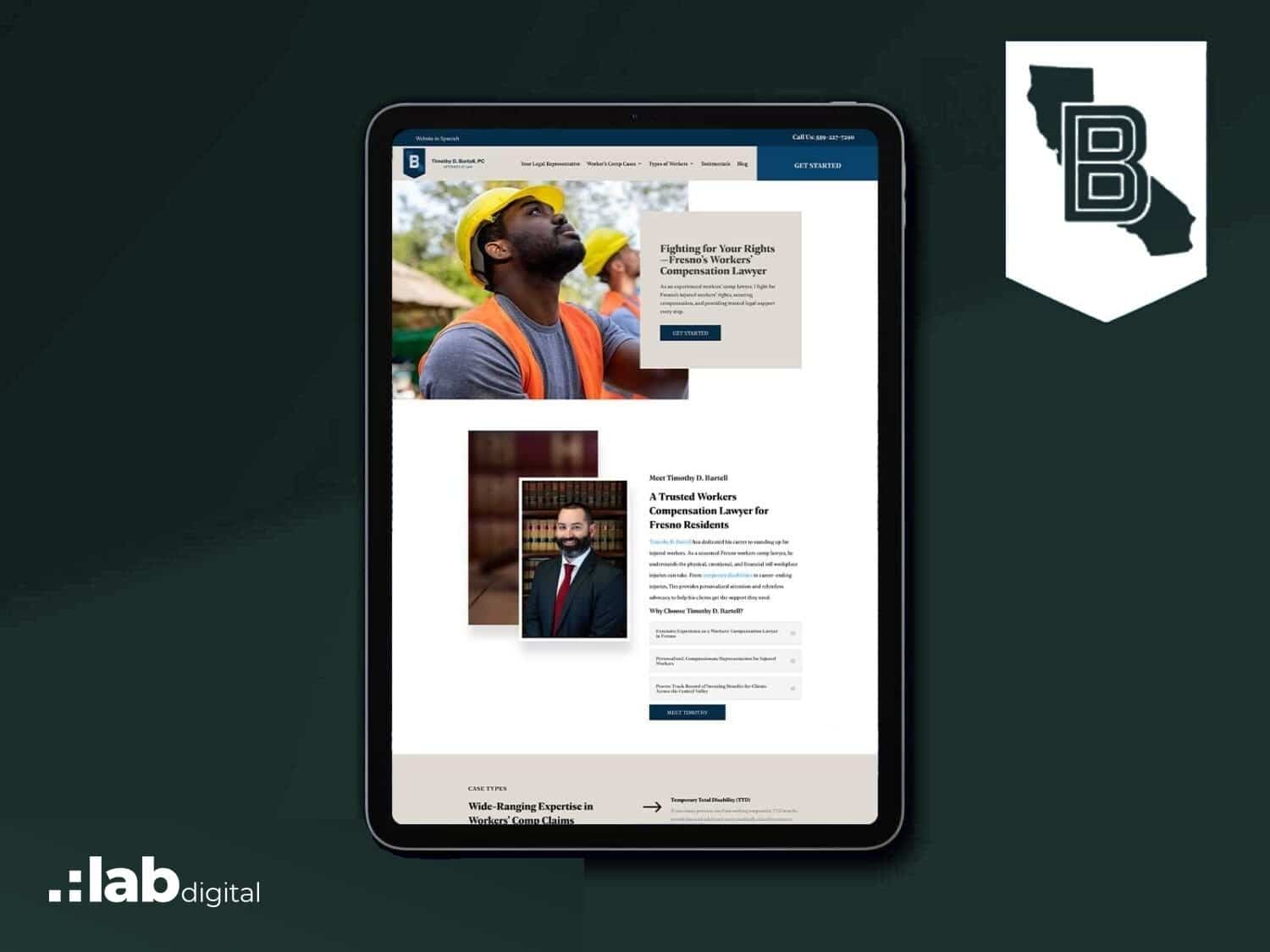 Timothy Bartell law firm website designed by Lab Digital