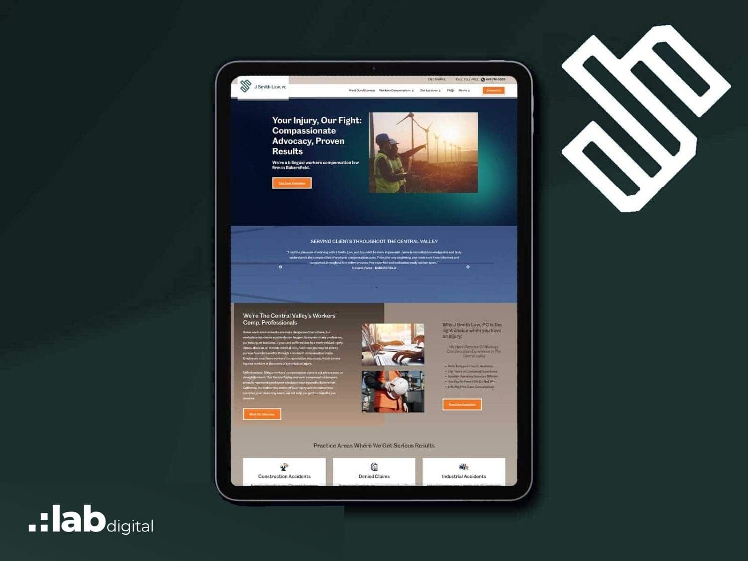 J. Smith law firm website designed by Lab Digital
