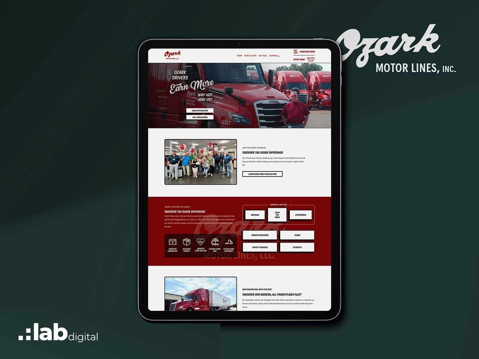 Ozark Motor Lines driver recruitment website